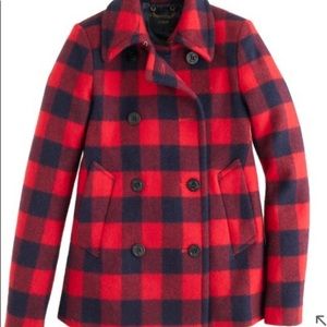 1 Day sale!Buffalo plaid pea coat from JCREW